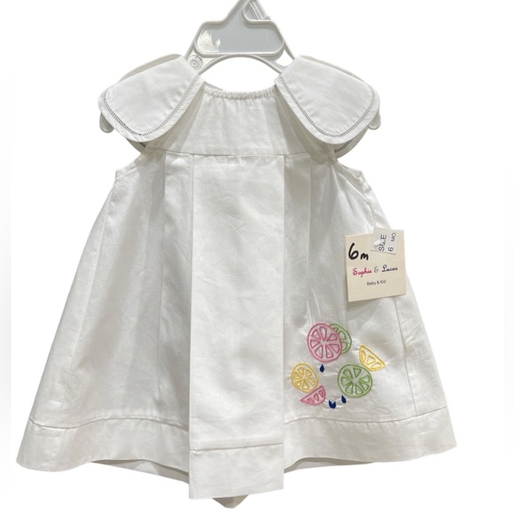 Sophie & Lucas Girls White Christmas Embroidered Merrymaker Dress - Bow on Back main image 1